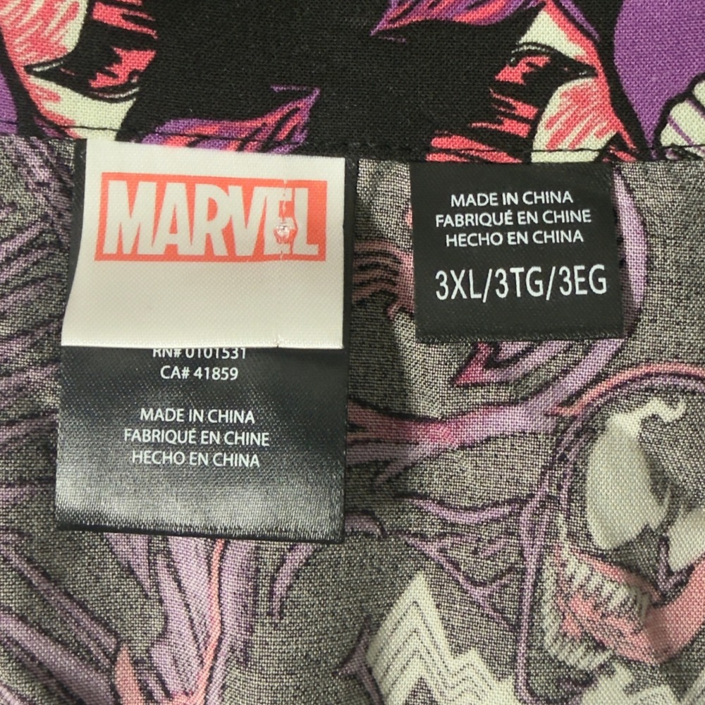 Marvel Venom Button Down Shirt Mens 3XL Black Purple Tropical Floral Excellent - Picture 5 of 11